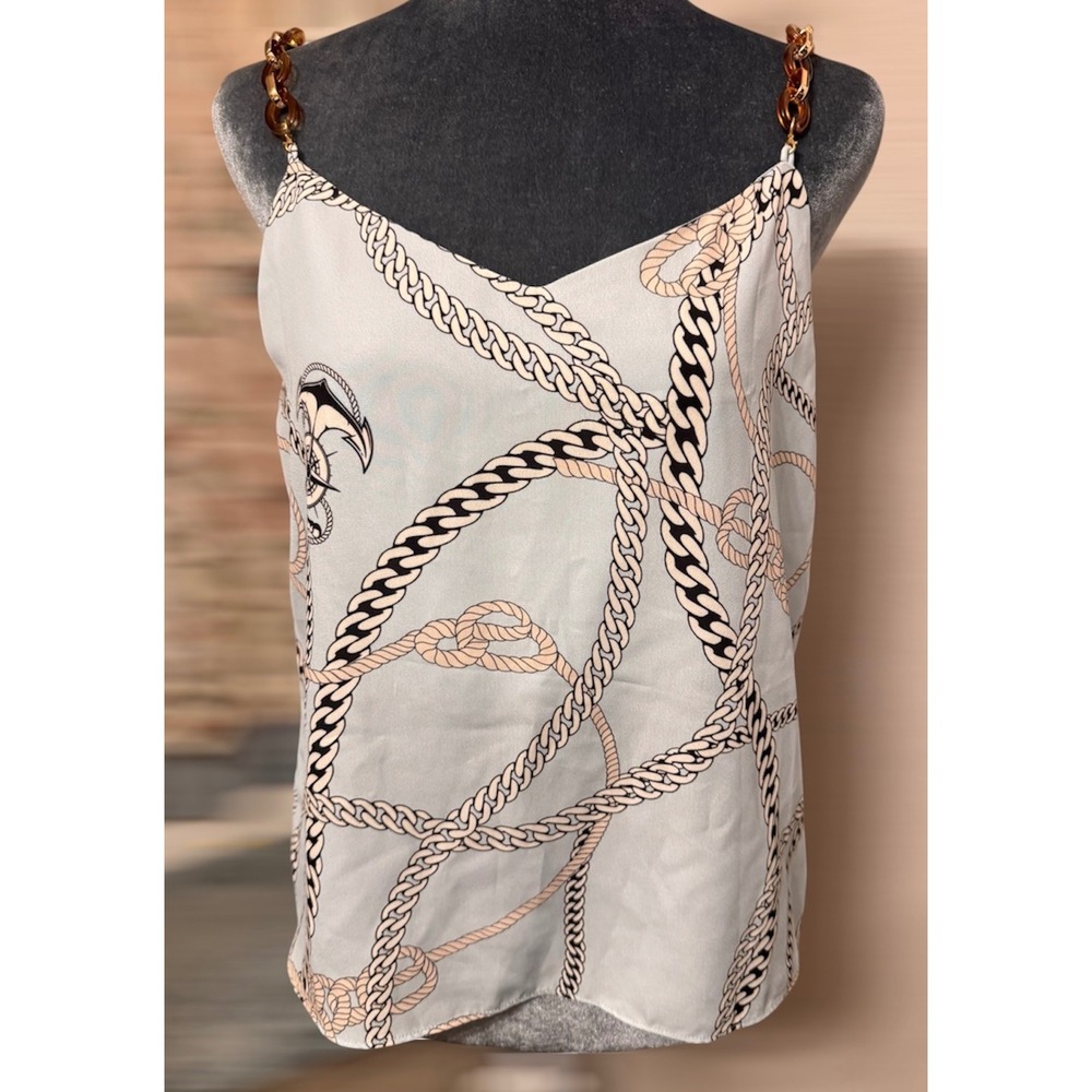 MOTF Premium Nautical Rope Camisole Top Tortoiseshell Plastic Chain Straps-Med